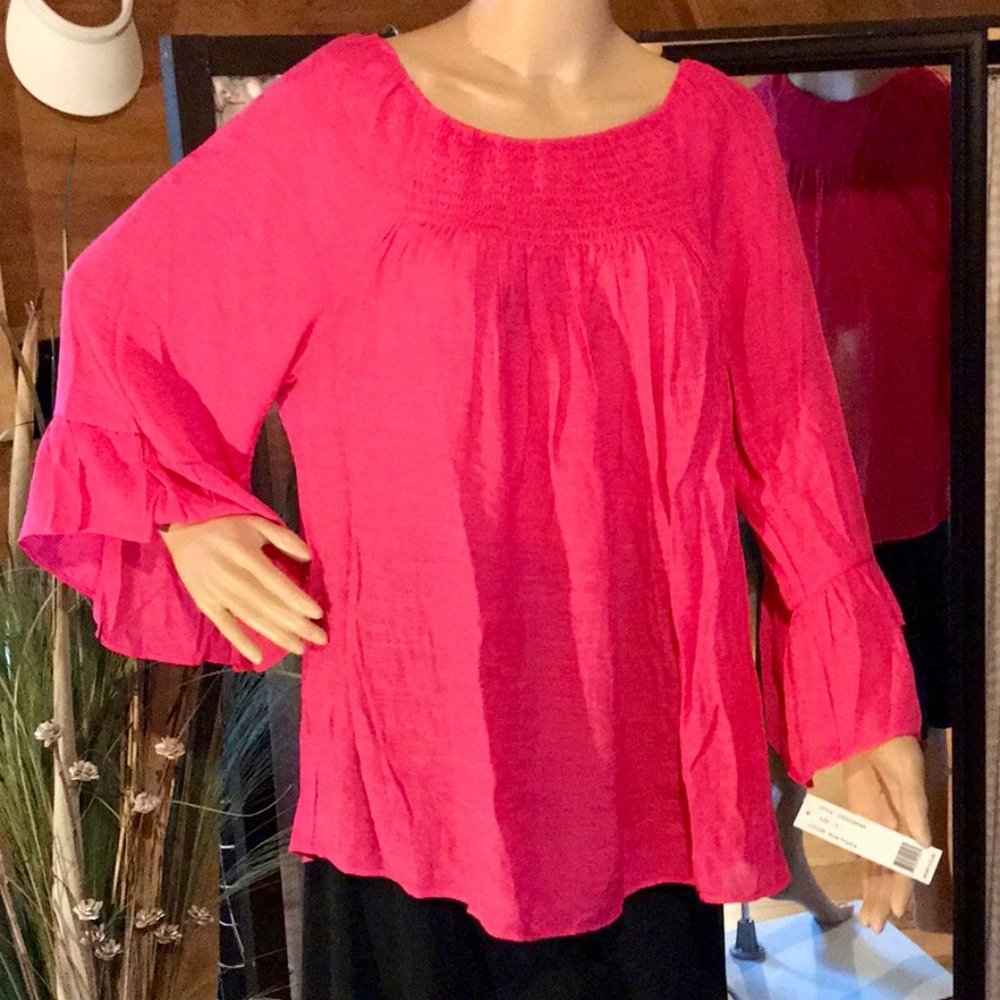 🎄ZAC & RACHEL Woman Fuchsia Gauze Top Sz 1X~NWT
